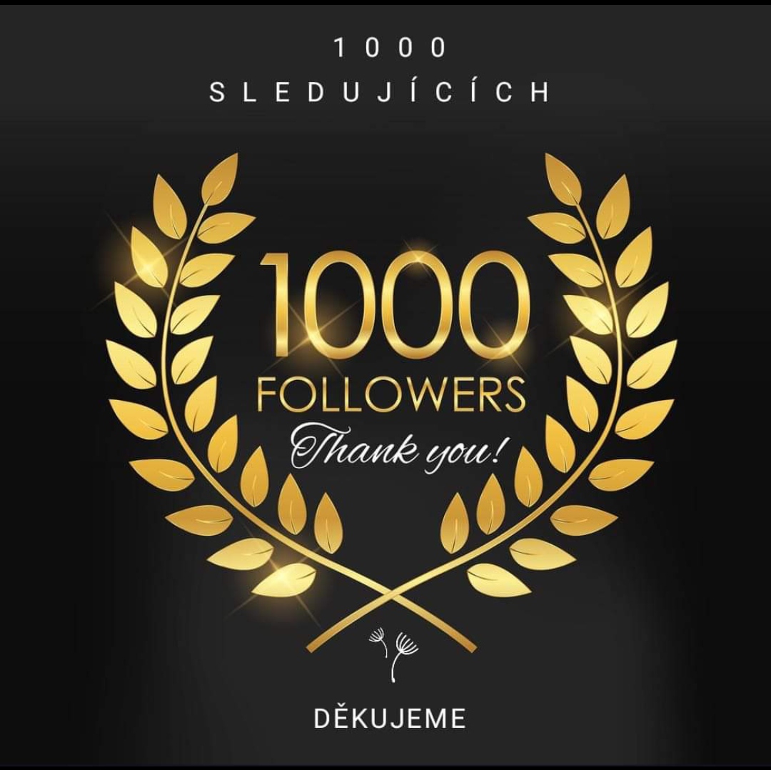 Děkujeme že jste s námi – Facebook – 1000 sledujících.